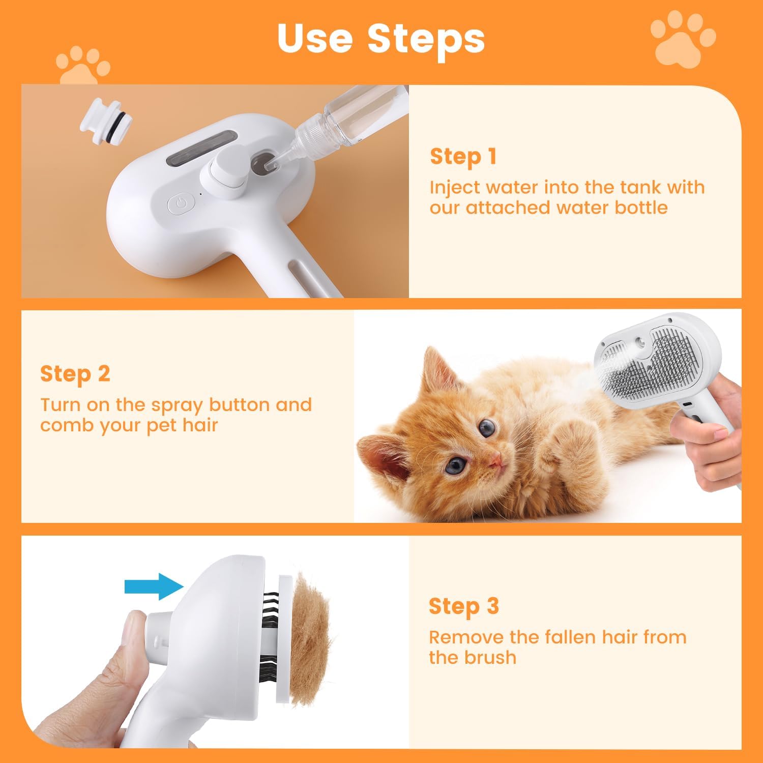3 in 1 Pet Steam Brush