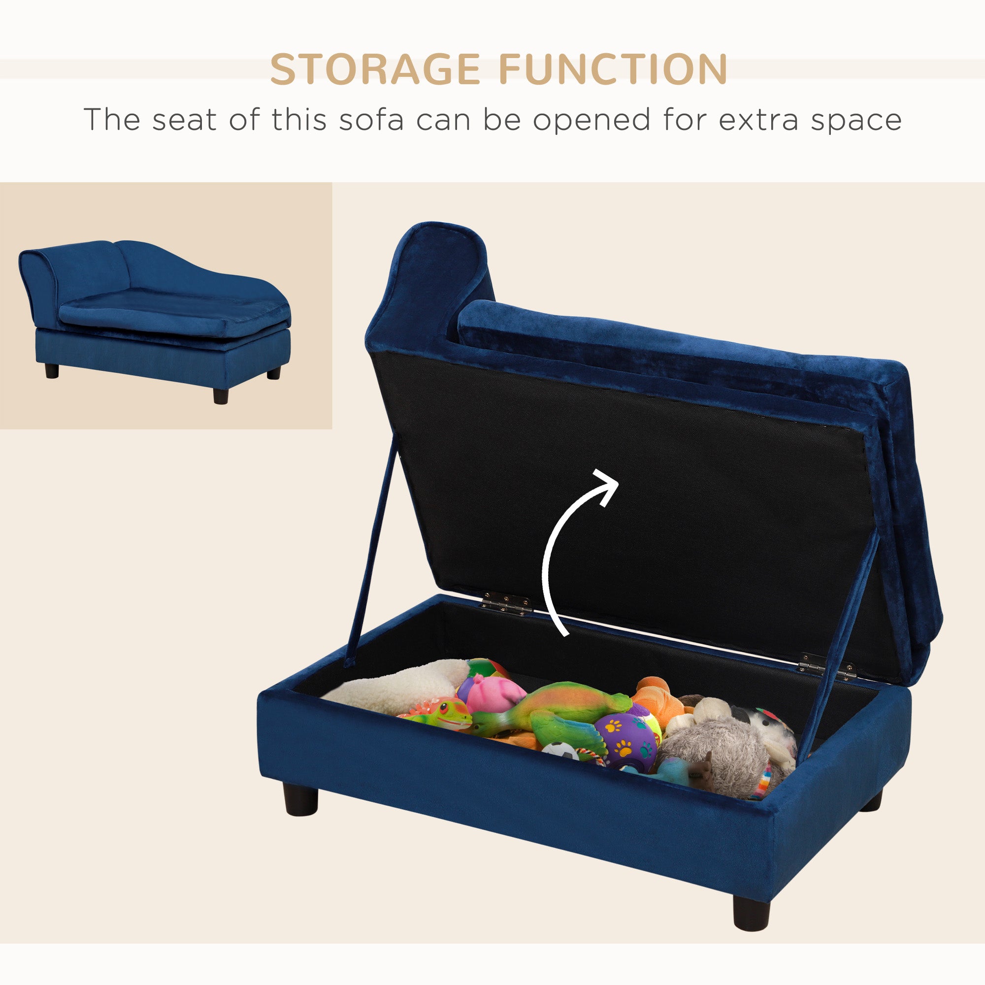 Pet Sofa Bed Couch with Storage